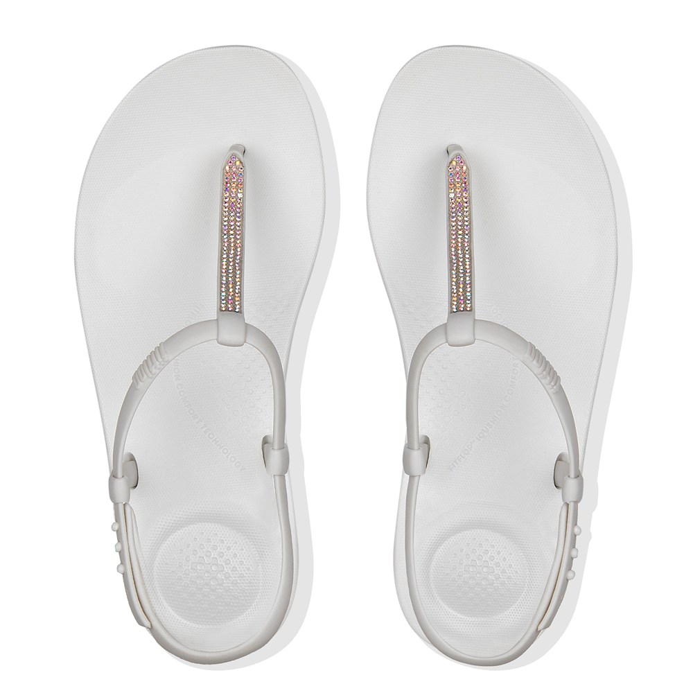 Fitflop Womens Sandals - Iqushion Splash Sparkle Back-strap - White - 250-MCBNJW